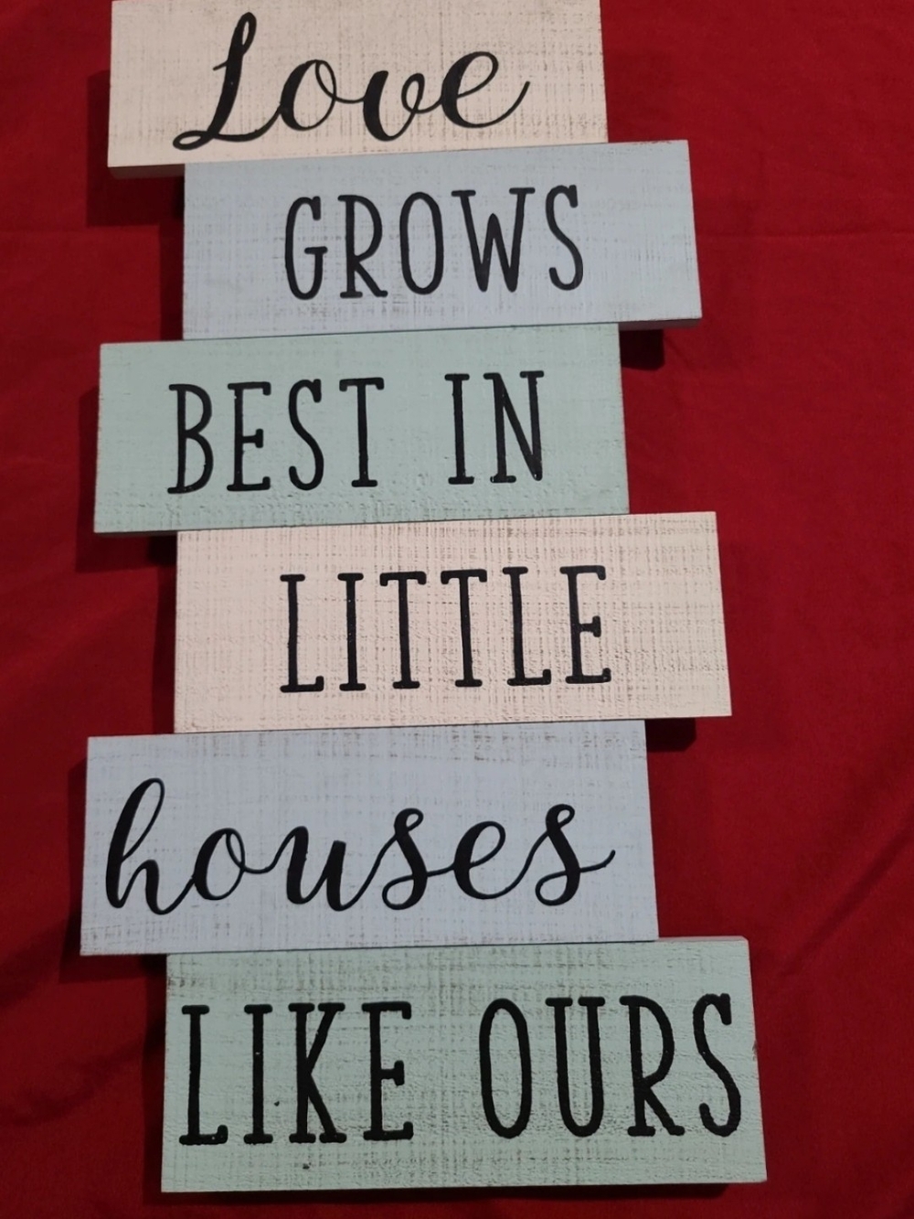 Pastel Block Wall Sign — Love Grows Best In Little Houses Like Ours
